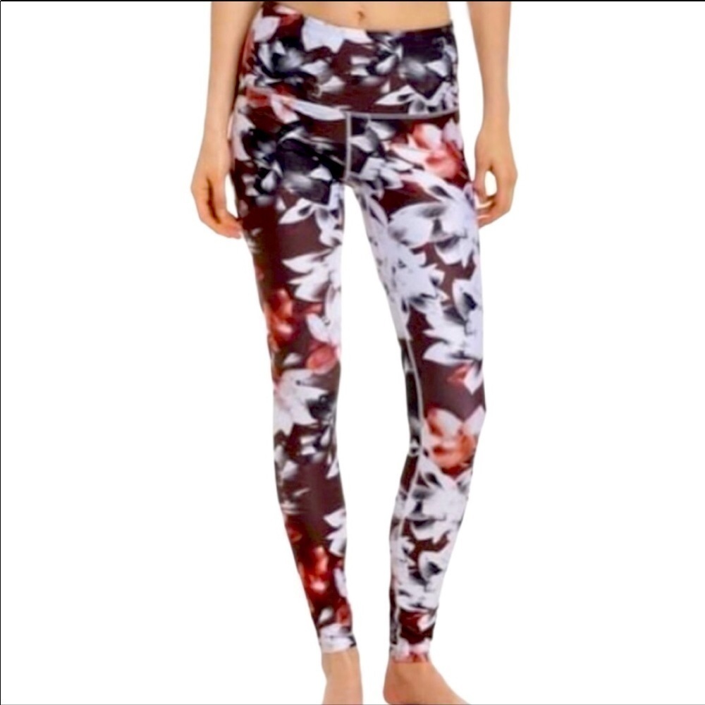 Zella floral high waisted leggings small workout outdoor gym athletic lounge